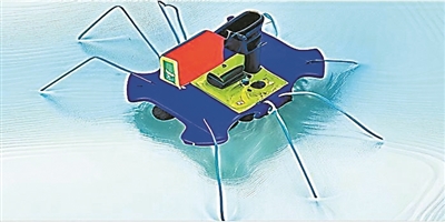 一种能够在水面上滑行的自供电“虫子”机器人。图片来源:纽约州立大学宾汉姆顿分校