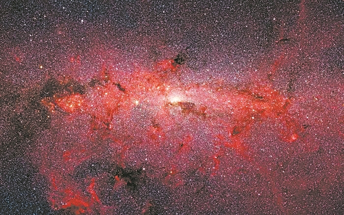 斯皮策空间望远镜观测到的银河系中心的恒星。图片来源：美国国家航空航天局/加州理工学院喷气推进实验室